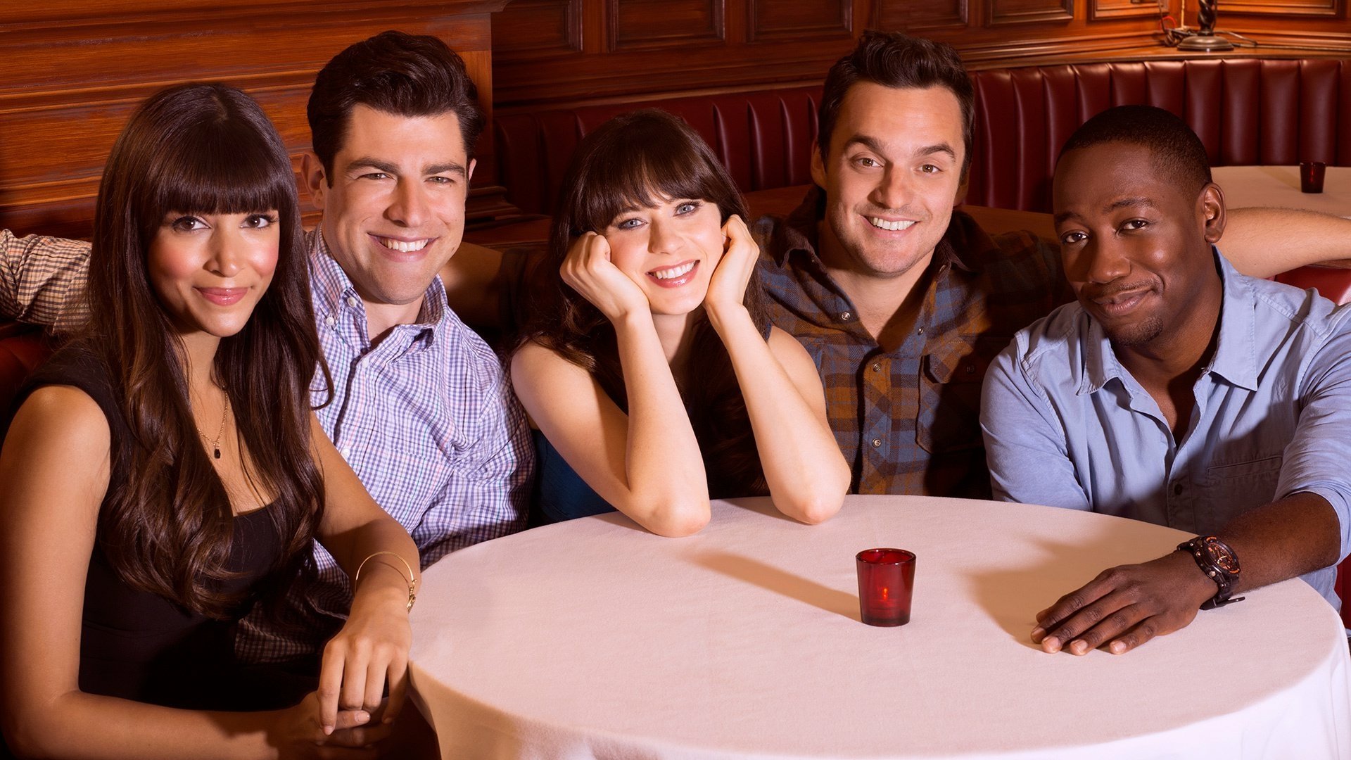 Download Winston Bishop Lamorne Morris Cece Parekh Hannah Simone Schmidt (New Girl) Max Greenfield Nick Miller Jake Johnson Jessica Day Zooey Deschanel TV Show New Girl HD Wallpaper