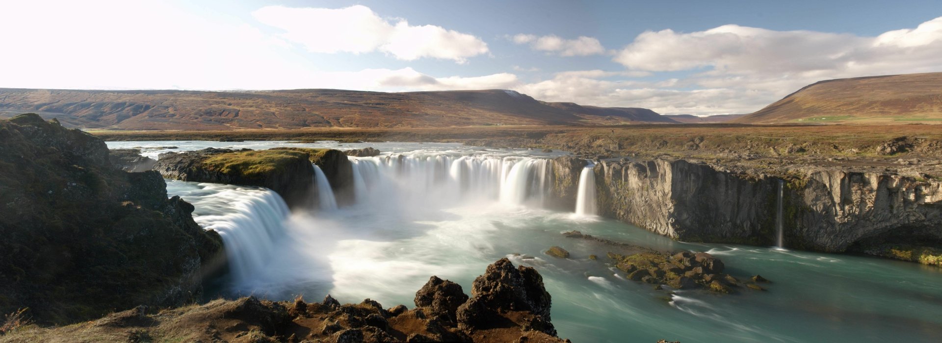 Download Iceland Landscape Waterfall Nature Goðafoss 4k Ultra HD Wallpaper