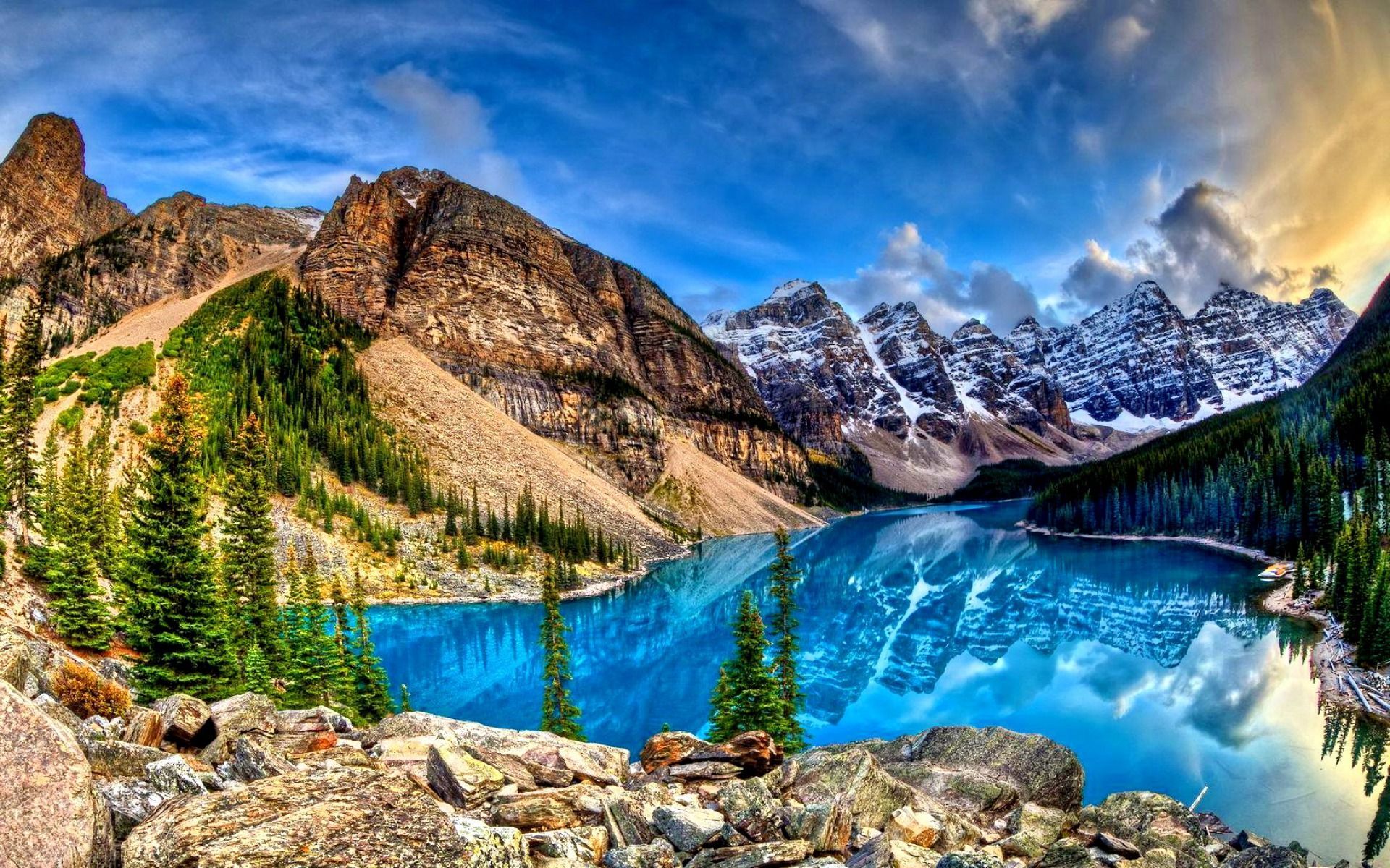 Moraine Lake In Alberta Canada Hd Wallpaper Hintergrund 1920x1200 Id 680094 Wallpaper Abyss