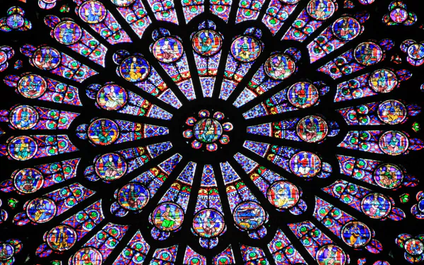  Stained Glass on Ceiling of Notre Dame Cathedral