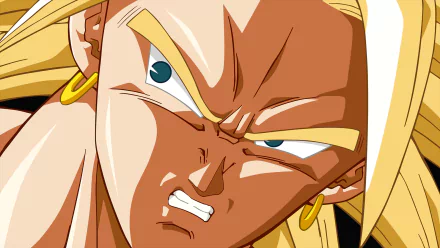 HD desktop wallpaper featuring Broly from Dragon Ball Z. The anime character is depicted with intense expression, showcasing his iconic golden hair and muscular build.