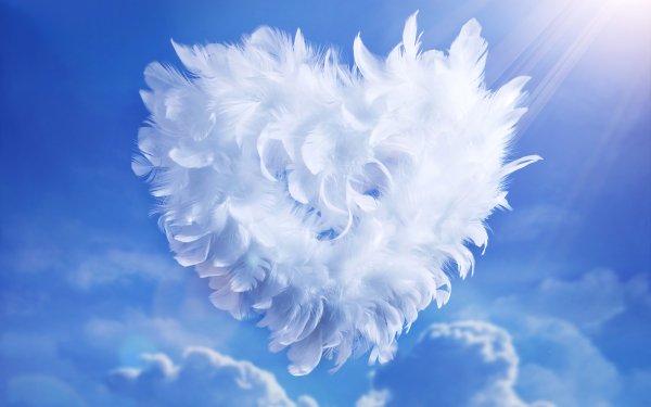 Artistic Heart White Feather Sky HD Wallpaper | Background Image