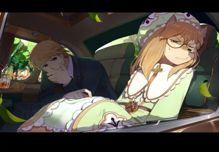 An HD anime wallpaper featuring characters from Hunter x Hunter, set in a car with a lush background, capturing a moment of contemplation and unique style.