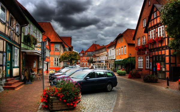 Man Made Street Germany House Car Cloud Colorful HD Wallpaper | Background Image