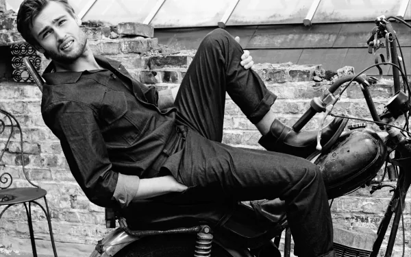 Black & White English actor Celebrity Douglas Booth HD Desktop Wallpaper | Background Image