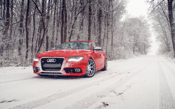 Vehicles Audi S4 Audi Luxury Car Car Red Car Winter Snow Snowfall HD Wallpaper | Background Image