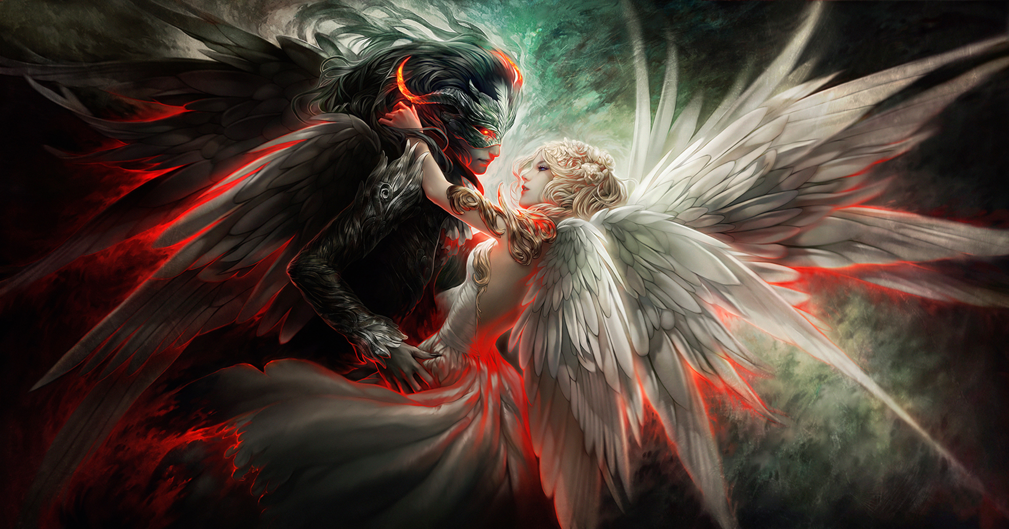 Angelic Love Vs Demonic Power Hd Fantasy Wallpaper By Valentina Remenar 2237