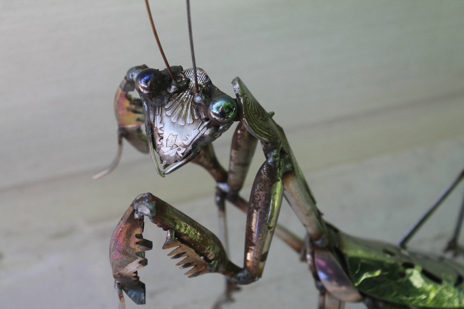 Download Praying Mantis Scrap Metal Art Man Made Sculpture Wallpaper by John Brown