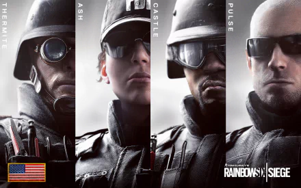 HD wallpaper featuring Special Forces characters from Tom Clancy's Rainbow Six: Siege, showcasing Thermite, Ash, Castle, and Pulse in tactical gear.