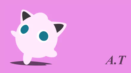 HD desktop wallpaper featuring the Pokémon Jigglypuff against a pink background.