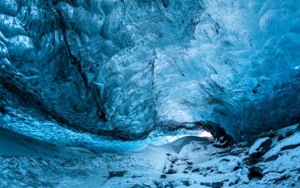 Earth Cave Caves Water Ice Blue HD Wallpaper | Background Image