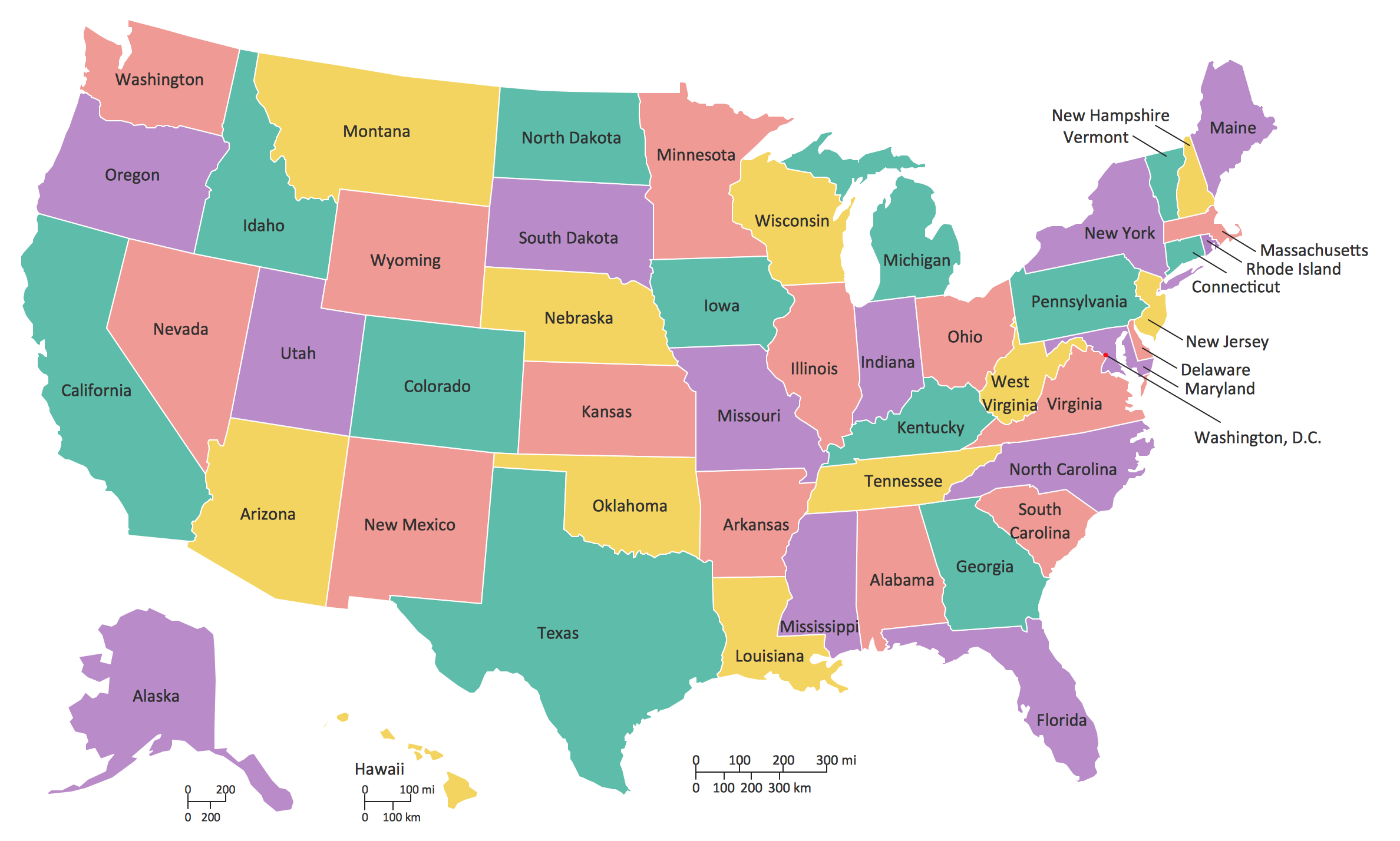 How I realise the names of the states of U.S.A. (that I know) in my ...