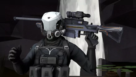 4K Ultra HD wallpaper featuring a soldier from the video game Blacklight: Retribution, equipped with advanced tactical gear and a high-tech sniper rifle.