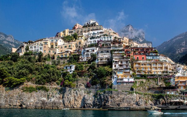 Man Made Positano Towns Italy Salerno House Mountain Village HD Wallpaper | Background Image