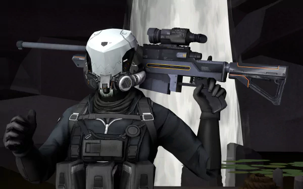 4K Ultra HD wallpaper featuring a soldier from the video game Blacklight: Retribution, equipped with advanced tactical gear and a high-tech sniper rifle.