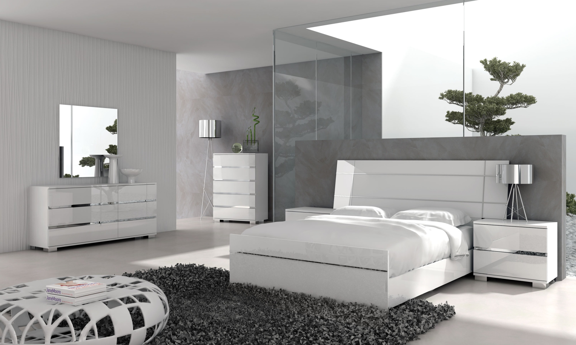 Download Mirror Bedroom Bed Grey Black Man Made Room HD Wallpaper