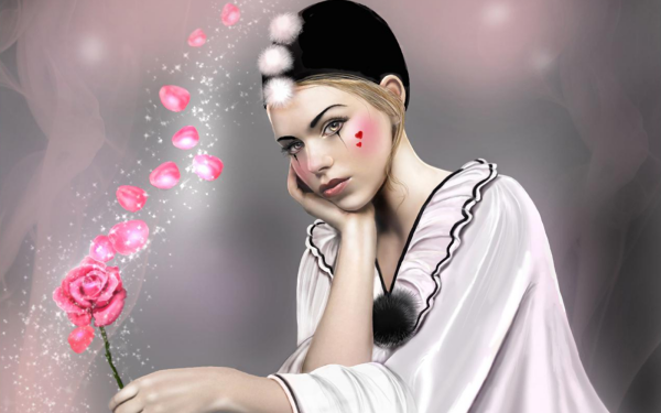 Fantasy Women Clown Rose Sparkles Heart Tattoo HD Wallpaper | Background Image