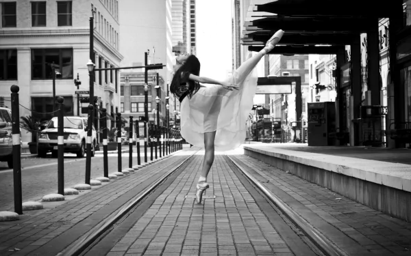 street Black & White woman ballet HD Desktop Wallpaper | Background Image