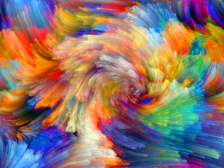 Vibrant abstract design featuring swirling colors in a dynamic interplay. This HD desktop wallpaper showcases an explosion of hues, creating an energetic and captivating background.