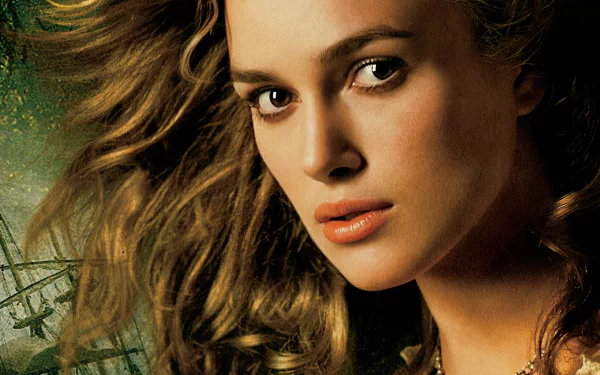 HD desktop wallpaper featuring Elizabeth Swann, portrayed by Keira Knightley, from the movie Pirates of the Caribbean: Dead Man's Chest.