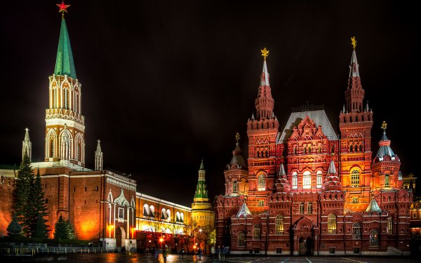 Man Made Moscow Cities Russia Red Square Night Architecture Building Church HD Wallpaper | Background Image