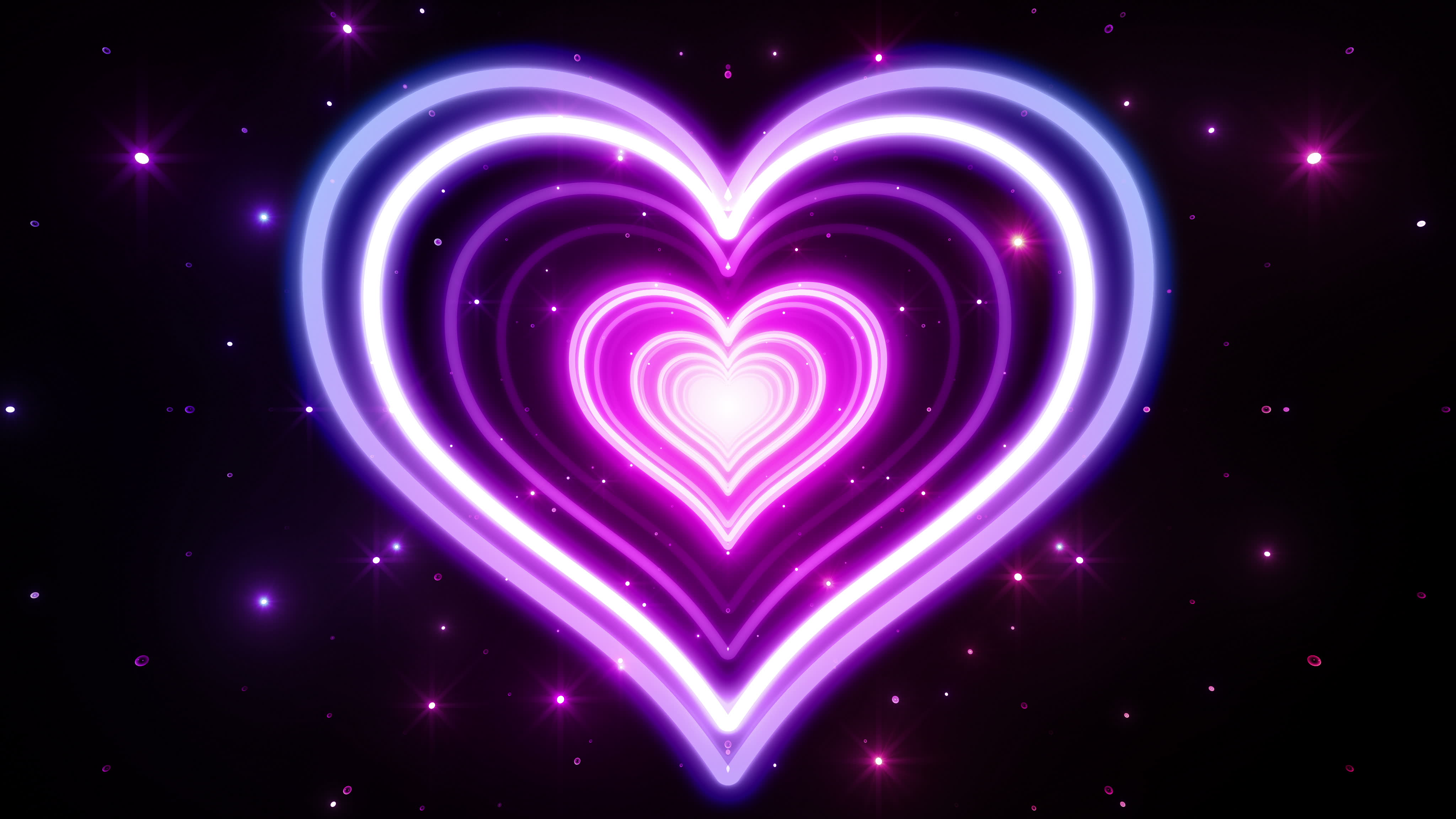 Purple Neon Heart Abstract 4k Ultra HD Wallpaper 