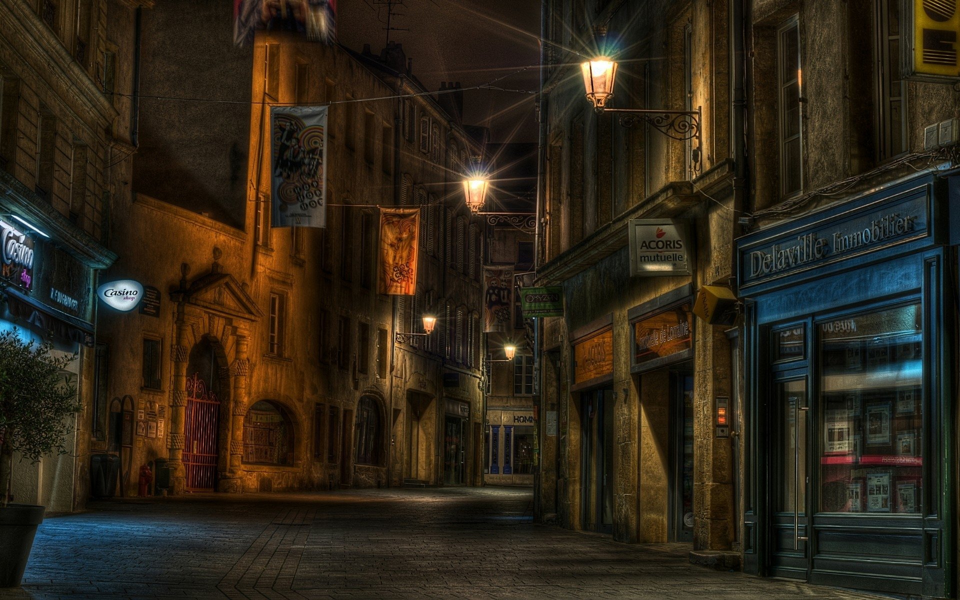 Urban Street At Night By Gilles