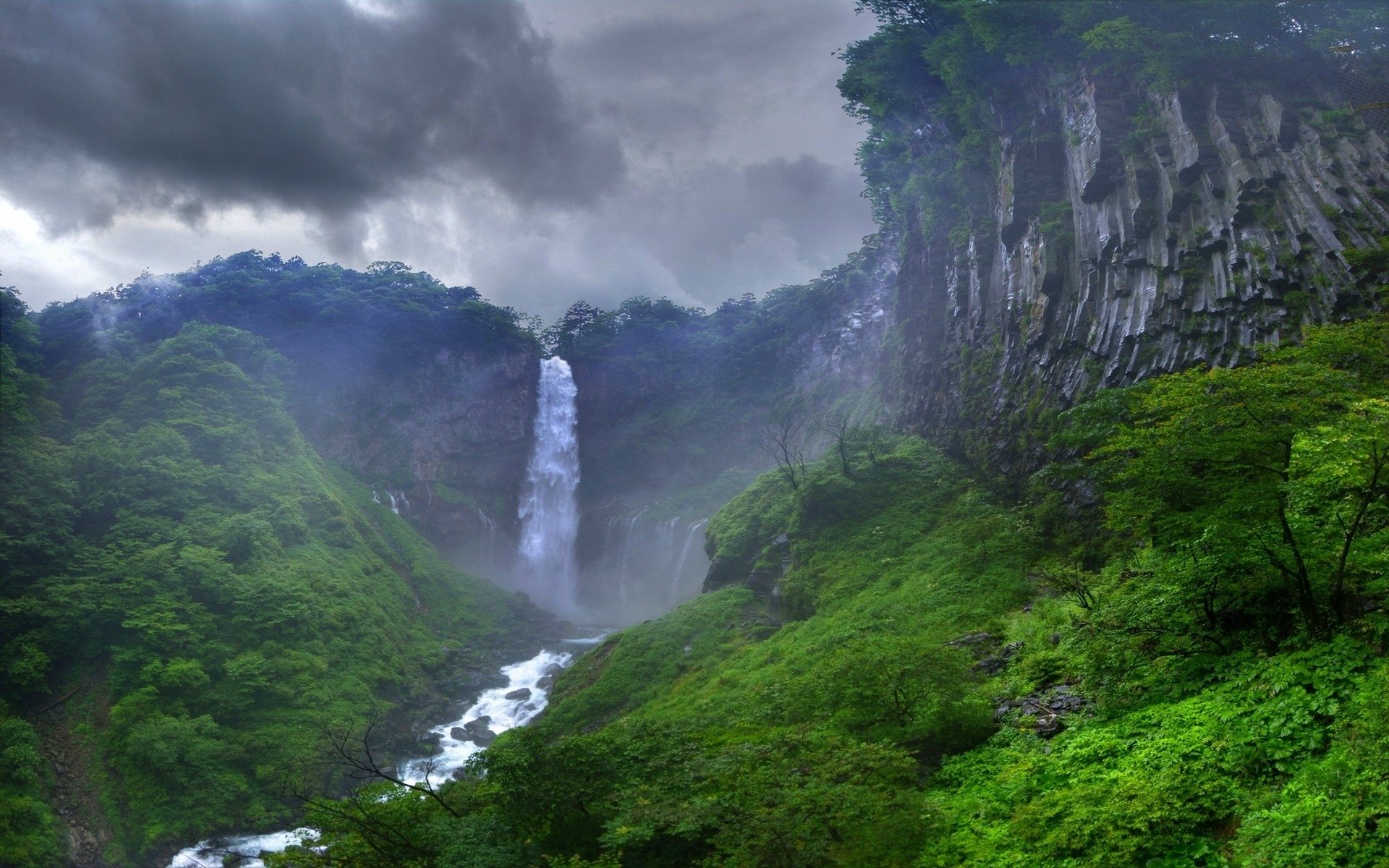 Bridge To The Waterfall In The Green Forest Hd Wallpa - vrogue.co