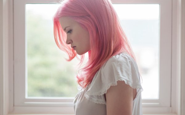 Women Mood Pink Hair Window HD Wallpaper | Background Image