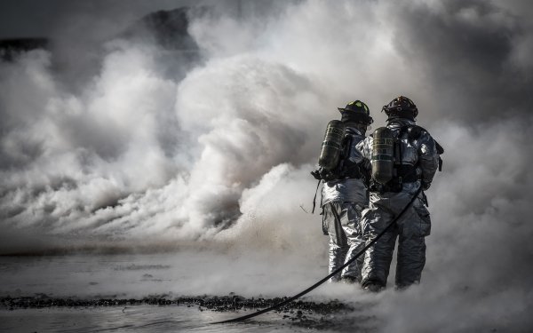 Men Firefighter Smoke Hose HD Wallpaper | Background Image