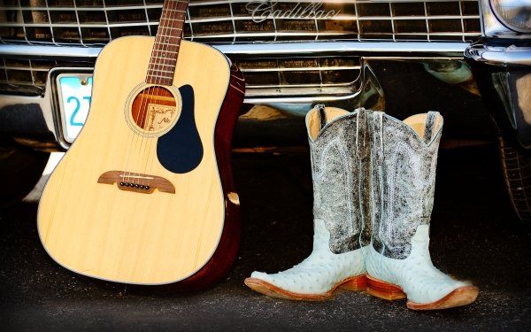 Music Guitar Boots Cadillac Instrument HD Wallpaper | Background Image