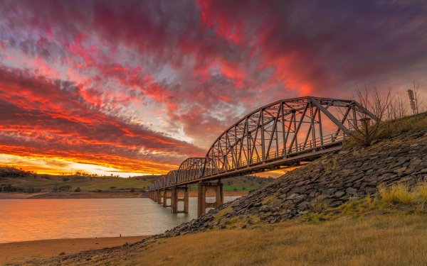 Man Made Bridge Bridges Sky Sunset Hill Cloud HD Wallpaper | Background Image