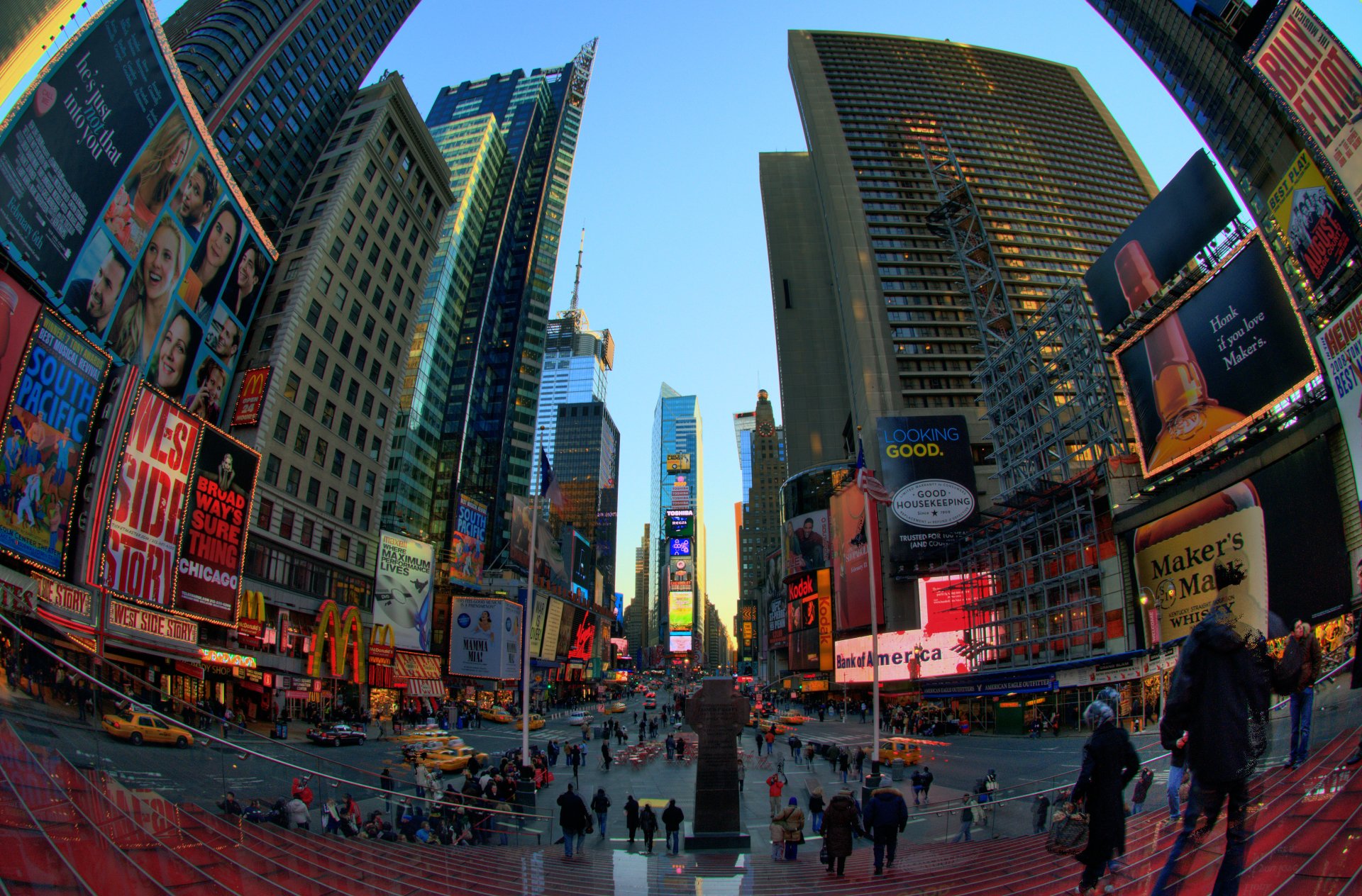 Times Square Fisheye HDR k Ultra 高清壁纸 桌面背景 x ID Wallpaper Abyss