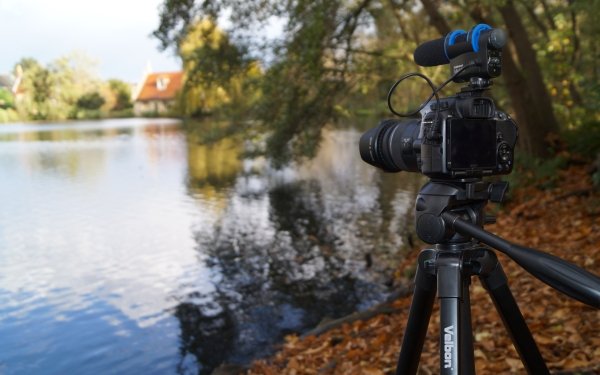Man Made Camera Sony Lake Water Pond Lens Microphone Blur HD Wallpaper | Background Image