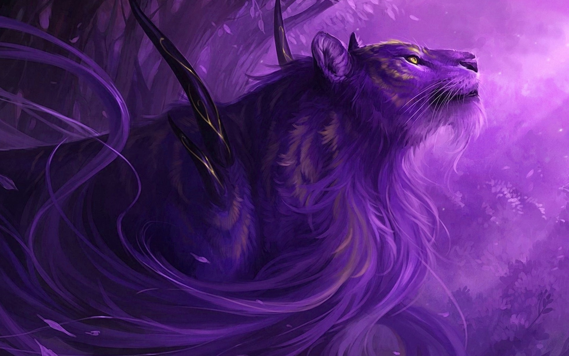 Purple Fantasy Lion Hd Wallpaper Sfondo 1920x1200 Id 696555 Wallpaper Abyss