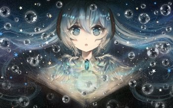 Blue, kawaii, bubble, anime, anime girl, HD wallpaper