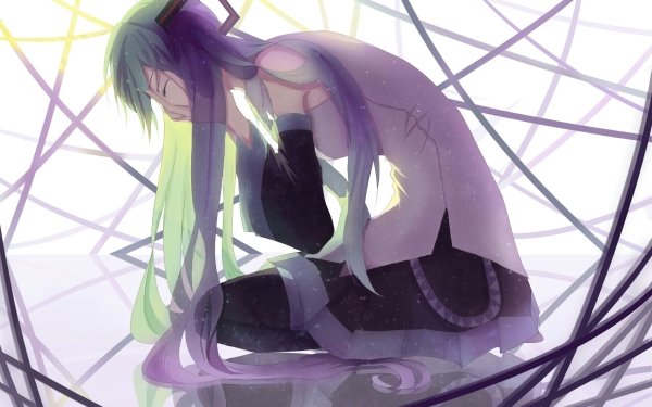 Anime Vocaloid Hatsune Miku Twintails Long Hair Green Hair Tears Skirt HD Wallpaper | Background Image