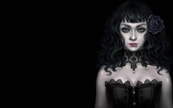 Fantasy Vampire Gothic Black Rose Face Blood Necklace HD Wallpaper | Background Image