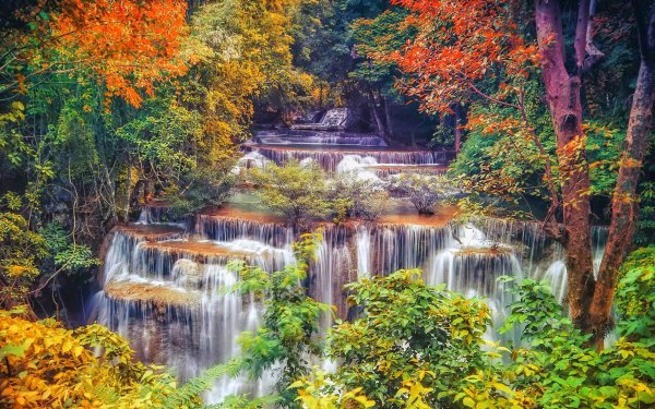 Erde/Natur Wasserfall Wasserfälle Wald Herbst Foliage Stein HD Wallpaper | Hintergrund
