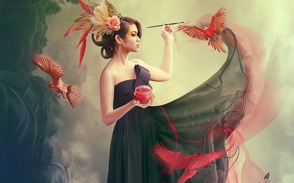 Fantasy Women Bird HD Wallpaper | Background Image