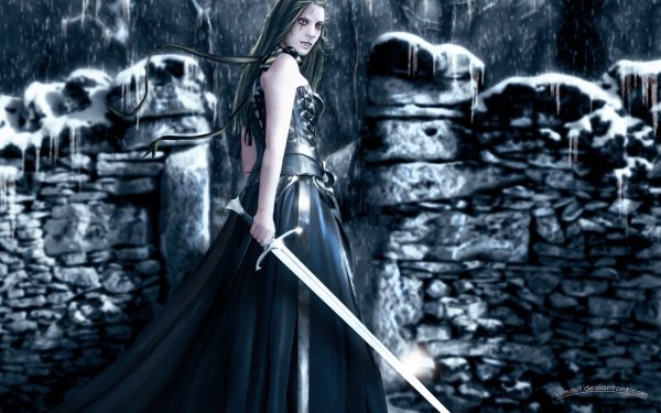 Fantasy Vampire Sword Woman Warrior HD Wallpaper | Background Image