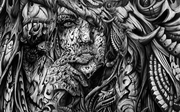 Artistic Drawing Face Black & White HD Wallpaper | Background Image