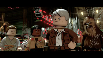 HD desktop wallpaper featuring LEGO Star Wars: The Force Awakens characters in a dynamic scene.