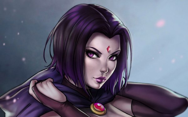 Comics Teen Titans Raven DC Comics Purple Hair Purple Eyes Hood Short Hair HD Wallpaper | Background Image