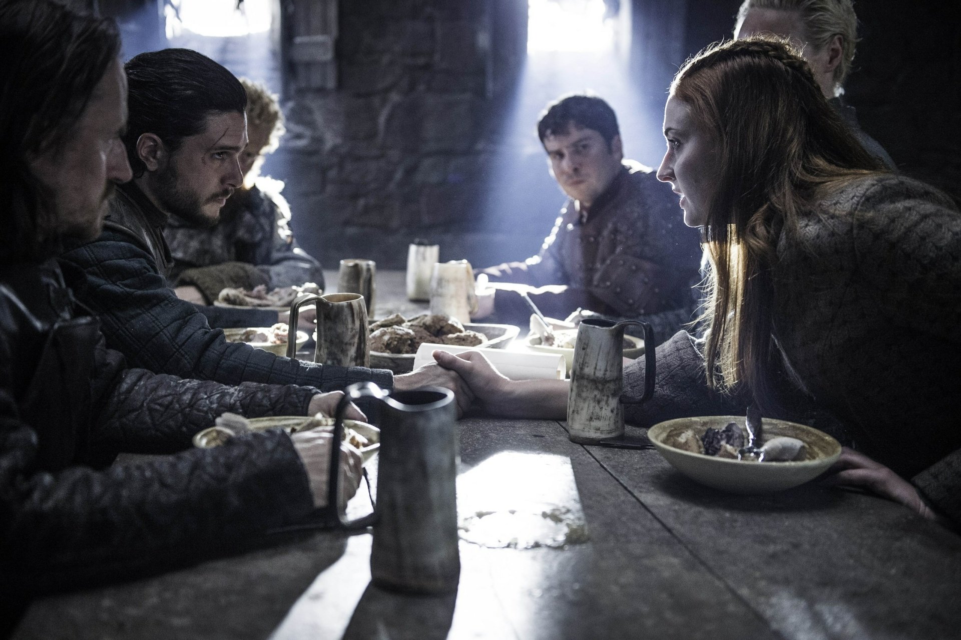 Download Daniel Portman Podrick Payne Sophie Turner Sansa Stark Kit Harington Jon Snow TV Show Game Of Thrones HD Wallpaper