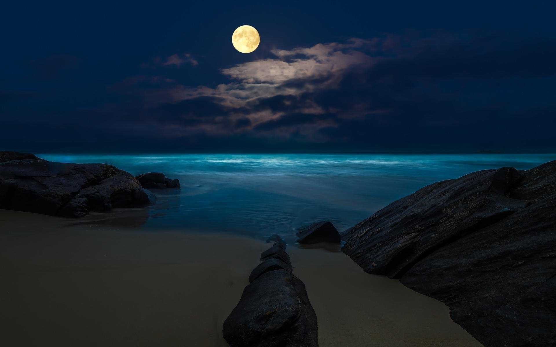 Beach Night Moon