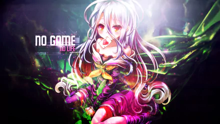 HD desktop wallpaper featuring Shiro from the anime No Game No Life, with vibrant colors and intricate designs in the background.