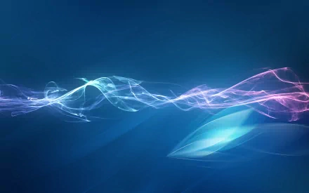 HD desktop wallpaper featuring abstract blue and purple smoke-like patterns on a dark blue background.