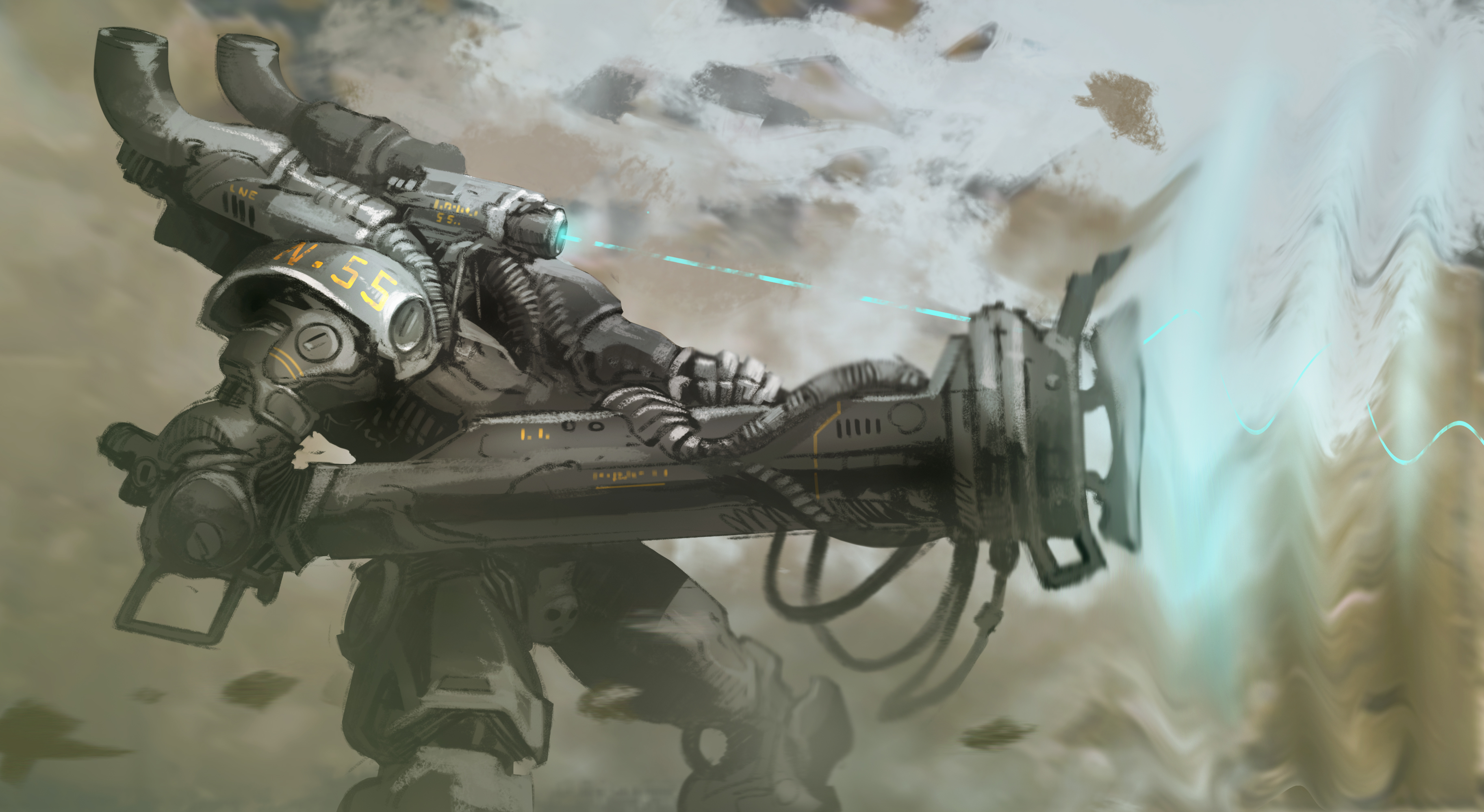 Download Weapon Sci Fi Robot HD Wallpaper by Peter Csányi