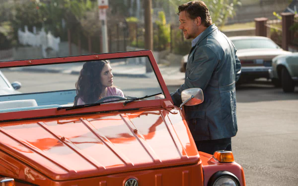 Russell Crowe Margaret Qualley movie The Nice Guys HD Desktop Wallpaper | Background Image